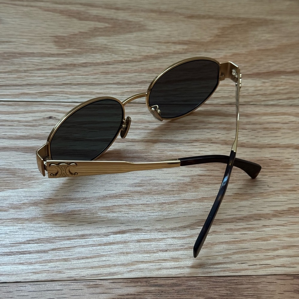 Celine Triomphe Sunglasses in Gold/ Green
